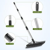 QZTODO Thatch Rake - 63 Inch Dethatcher Rake with Upgraded Dual-Action Tines, Adjustable Efficient Garden Tool for Lawns Dead Grass