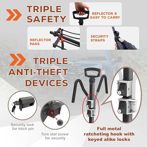 HYPERAX Volt 2 - E Bike Hitch Mounted Platform Style 2 Bikes Carrier for Car, SUV, Trucks, Sedan, Tilting e-Bike Rack for Hitch Fits Up to 2 X 70 lbs Bike with Up to 5" TIRE - NO RV USE!