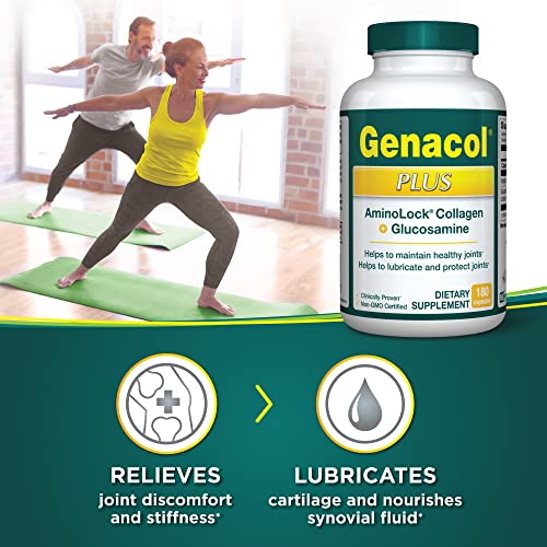 Genacol Glucosamine and Collagen Joint Supplement Glucosamina Colageno | Lubricates, Protects and Maintains Heathy Joints | Relieves Joint Discomfort Plus 180 Capsules