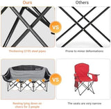 KingCamp Double Camping Chair, Oversized Heavy Duty Loveseat for Adults Portable Folding XL 2 Person Couch Padded Comfortable Two Seat with Cup Holder for Outdoor Lawn Backyard