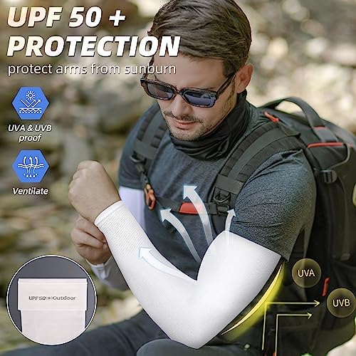 BHYTAKI UV Sun Protection Arm Sleeves, UPF 50 Sports Cooling Arm Compression Sleeves for Men Women Teenager