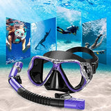 Greatever Dry Snorkel Set,Panoramic Wide View,Anti-Fog Scuba Diving Mask,Professional Snorkeling Gear