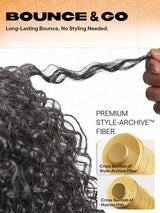 GORGIUS Glueless Curly Wig with Bangs Natural Black Synthetic Curtain Bang with Realistic Scalp Put On and Go 20 Inch