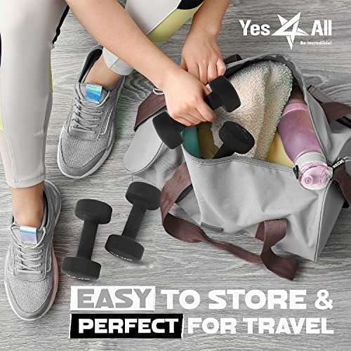 Yes4All Neoprene Coated Dumbbell Hand Weight Sets of 2 - Multiple Weight Options with 15 Colors, Anti-roll, Anti-Slip, Hexagon Shape