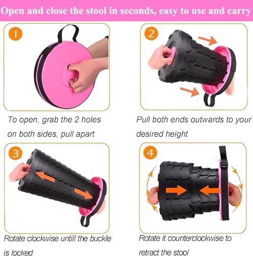 Fishboy Upgraded Collapsible Stool, 400lbs Max Weight, Lightweight But Sturdy, Portable Retractable Folding Telescoping Foldable Camping Stool for Adults Outdoor Fishing Hiking Gardening Travel BBQ