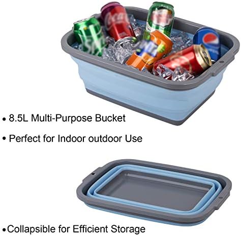 2 Pack Collapsible Sink with 2.25 Gal / 8.5L Each, Foldable Dish Tub for Washing Dishes, Camping, Hiking and Home, Portable Washing Basin