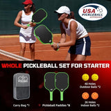 BAGAIL Pickleball Paddles, USAPA Approved Fiberglass Surface Pickleball Set, Lightweight Pickle Ball Rackets with 4 Balls, 1 Bag, Designed in California for Traction and Stability