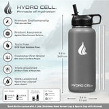 HYDRO CELL Stainless Steel Insulated Water Bottle with Straw - For Cold & Hot Drinks - Metal Vacuum Flask with Screw Cap and Modern Leakproof Sport Thermos for Adults (Graphite 32oz)