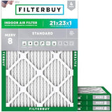 Filterbuy 21x23x1 Air Filter MERV 8 Dust Defense (4-Pack), Pleated HVAC AC Furnace Air Filters Replacement (Actual Size: 20.50 x 22.50 x 0.75 Inches)
