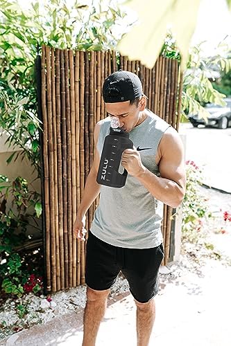 ZULU Goals Large Water Bottle Jug with Time Marker & Handle for All Day Hydration | Silicone Soft Straw with Locking Leak-Proof Lid | For Gym, Camping, Workout, and Outdoors | BPA-Free | 64oz, 128oz