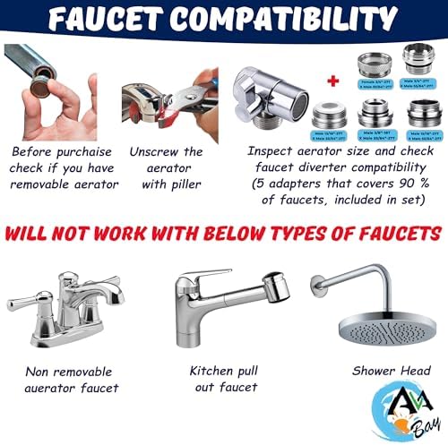 AVAbay® Sink Faucet Handheld Bidet Sprayer for Toilet I Bidet Attachment for Warm & Cold Water I Long 80" Hose Perfect for Feminine Hygiene, Cloth Diaper, Bathroom Toilet Cleaning