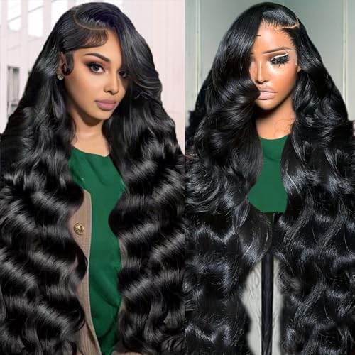 Jamoro 13x6 Lace Front Wigs Human Hair 200% Density 28 Inch Body Wave Lace Front Wigs Human Hair Pre Plucked Real Human Hair Wig with Baby Hair Glueless Wigs Human Hair Lace Front Wigs
