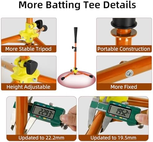 Kids Baseball Tee, 20.87 to 31.29 Inches Batting Tees for Baseball with Carry Bag, Portable Stable Baseball Tees for Hitting, Tripod Tanner Tee for Baseball Practice Stand Aged 3-8 Years