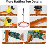 Kids Baseball Tee, 20.87 to 31.29 Inches Batting Tees for Baseball with Carry Bag, Portable Stable Baseball Tees for Hitting, Tripod Tanner Tee for Baseball Practice Stand Aged 3-8 Years