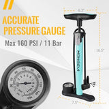 MOHEGIA Bike Floor Pump with Gauge,Air Bicycle Pump Inflator with High Pressure 160 PSI,Fits Schrader and Presta Valve