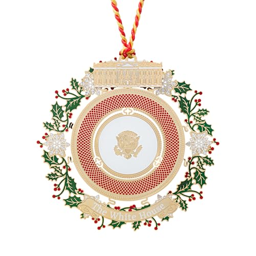 Official 2025 White House Christmas Ornament – Honors 150 Years of White House State Dinners, 24k Gold-Finished Brass, Includes Ribbon & Booklet, Collectible Gift in Keepsake Box, Made in USA