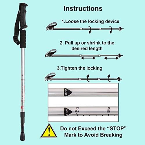 Aihoye Collapsible Trekking Poles - 2 Pack, Lightweight, Anti-Shock Walking Sticks - Adjustable for Men and Women