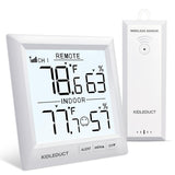 KIDLEDUCT Indoor Outdoor Thermometer Wireless Battery Powered, High Precision Inside Outside Humidity Temperature with Alert, Backlight Weather Thermometers with 1 Sensor, 330ft Wireless, White
