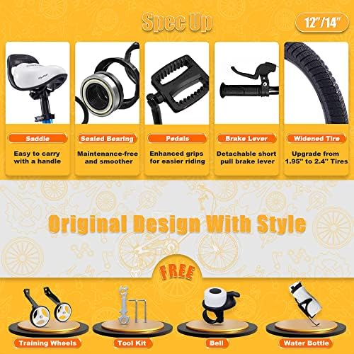 RoyalBaby Kids Bike EZ Freestyle Training Free Balance to Pedal Easy Learning Bicycle, 12-18 Inch for Toddlers to Big Kids