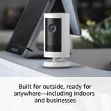 Ring Outdoor Cam Plus, Plug-In (newest model), Home or business security, Wide-Angle 2K Video with Ring Vision, Low-Light Sight for full-color night vision, Mount-Anywhere Versatility, White