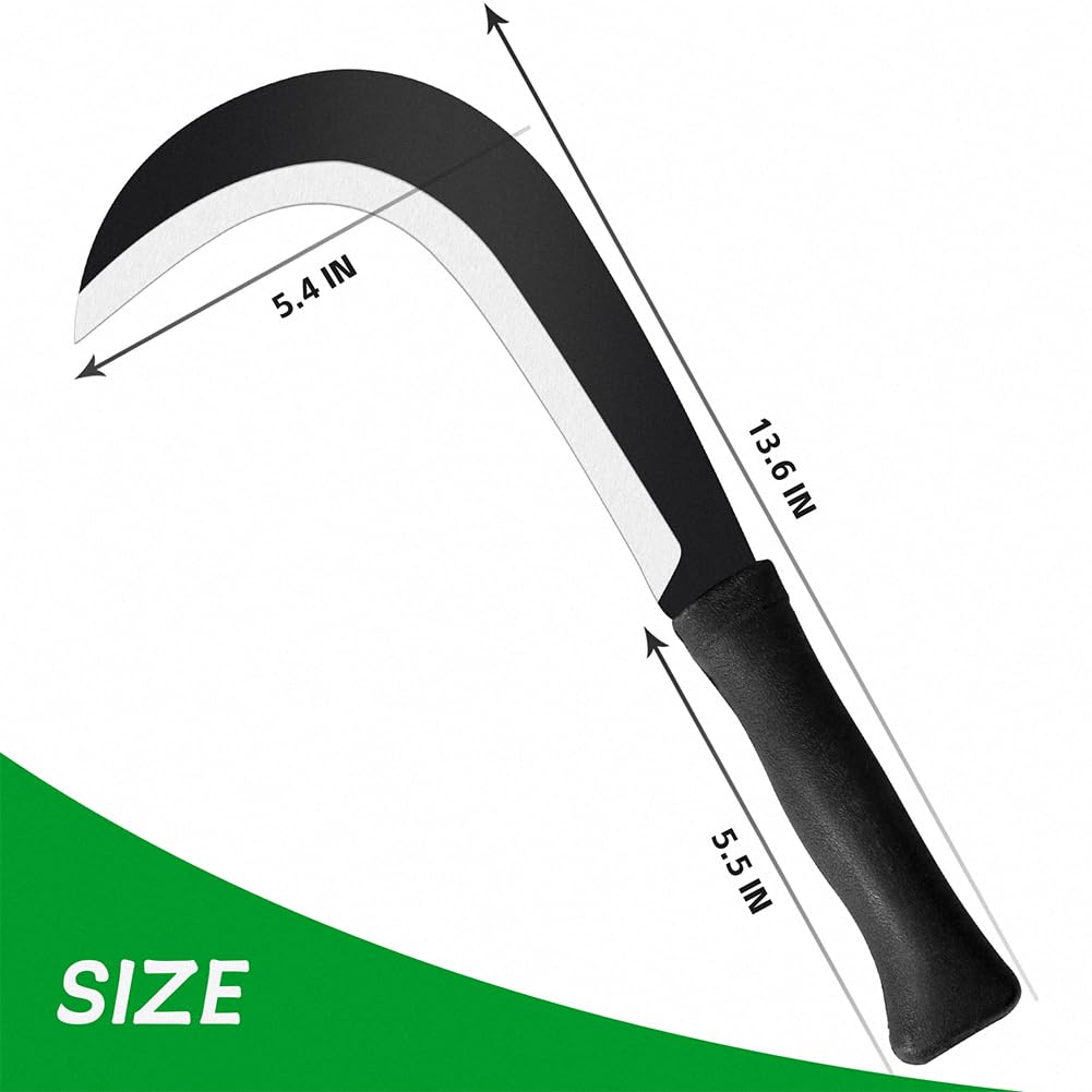 LOZHGO Machete Sickle Garden Tool Brush Clearing Machetes with Carbon Steel - Weeding Sickle Machete for Yard Work,Camping,Gardening