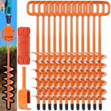 Tent Stakes for 2025, Ground Anchor Screw in, with 1PCS Tent Stakes Heavy Duty Adapter, for Heavy Duty Ground Stakes, Mobile Home Anchors, Anchors for Tent, Ground Screw Orange(12PCS,15in)
