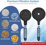 Dual Filtered Rain Shower Head Combo, High Pressure Handheld Shower Head with Adjustable Bar - Rainfall Shower Head And Showerhead with Filter for Hard Water - Removes Chlorine