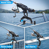 PLUSINNO 1/2/4 Pack Fishing Rod Holders for Boat, Fishing Rod Holder with Enlarge Clamp, Innovative Dual-V Shaped Design, Fit Round/Square Tube Boat Fishing, Fishing Gear, Fishing Gifts for Men