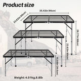 jkwokback 3ft x 2ft Grill Table Portable Camping Table, Waterproof Black Folding Table with Adjustable Height Camping Table,Folding Camp Table for BBQ,Camping, Outdoor Sports, Beaches and Picnics