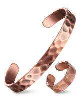 Fashtour Pure Copper Bracelet & Ring Set for Men & Women, Handmade