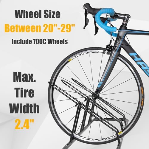 CyclingDeal Bike Rack Floor Parking Bike Stand for up to 6 Bicycles | Indoor, Home & Garage Storage Rack | Stable & Secure Bicycle Stand w/Tire Grooves Up to 29", Holding Plates & Custom Spacing