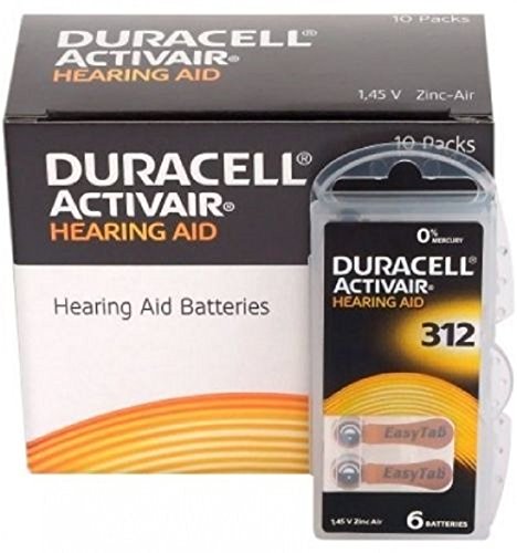 Duracell Hearing Aid Batteries Size 312 pack 60 batteries