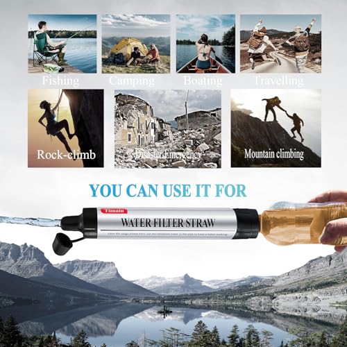 2 Pack Timain 4-Stage Filtration,High Flow Rate Water Filter Straw,Water Purifier Survival for Emergency Kits,Travel,Camping, Hiking,Fishing,Hunting (2)