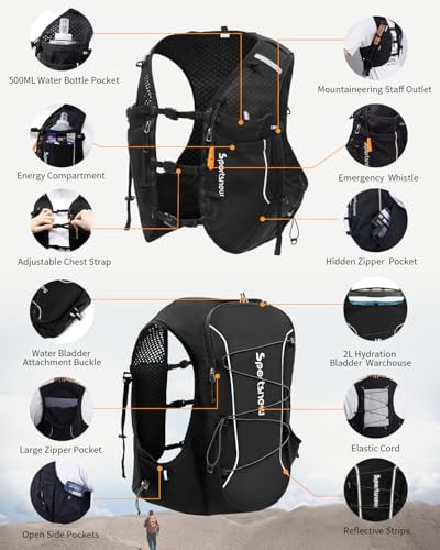 sportsnew Running Vest for Women Men, Lightweight 10L Hydration Backpack with Waterproof Phone Pocket, Breathable Pack for Hiking Trail Running Cycling Marathon