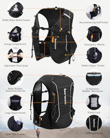 sportsnew Running Vest for Women Men, Lightweight 10L Hydration Backpack with Waterproof Phone Pocket, Breathable Pack for Hiking Trail Running Cycling Marathon