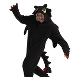 dressfan Animal Black Dragon Onesie Cosplay Costume Christmas Halloween Pajamas for Unisex Adults Teens Girls Boys