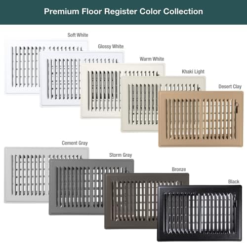 Cement Gray, 4x10, Premium Floor Register, All Steel Heavy Duty Vent Cover