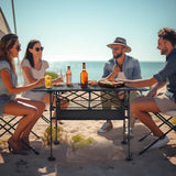 ALPHA CAMP Folding Camping Table, Portable Roll-up Outdoor Table with Adjustable Height, Large Storage Bag and Carrying Bag, Tall Aluminum Table for Indoor & Outdoor Picnic BBQ Backyards Beach