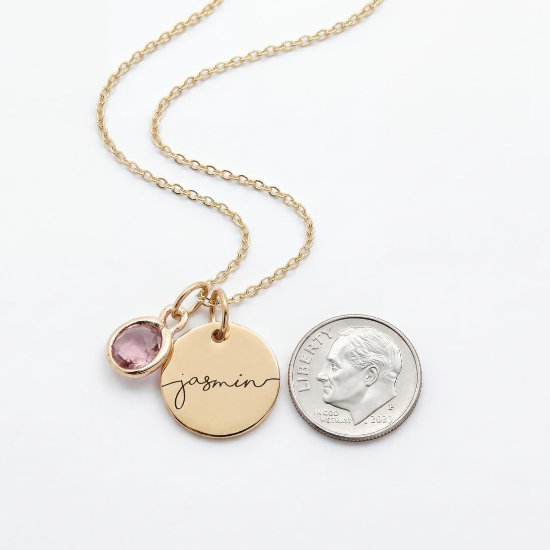 Personalized Birthstone Necklace for Women, Custom Birthstone Name Necklace