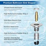 Hibbent 2 Pack 3 in 1 Bathroom Sink Drain Strainer, Universal Pop Up Stopper with Removable Stainless Steel Filter Basket Hair Catcher, Sink Plug for 1.1''~2.36'' Basin, Brass Bullet Core, Chrome