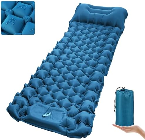 covacure Sleeping Pad for Camping - Ultralight Self-Inflating Camping Pad Mat with Built-in Foot Pump, Durable & Waterproof Camping Air Mattress for Hiking