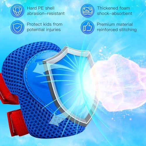 Kids Protective Gear Set Knee Pads for Kids 3-14 Years Toddler Knee and Elbow Pads with Wrist Guards 3 in 1 for Skating Cycling Bike Rollerblading Scooter