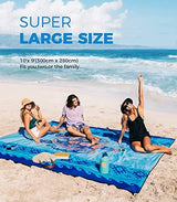 OCOOPA Beach Blanket Waterproof Sandproof, 10'X 9' Extra Large, Soft and Sturdy, Light Weight and Portable, Perfect for Beach Vacation, Famlily Park Picnic, Travel Camping, Outdoor Gifts