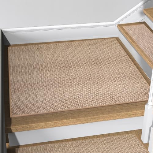 Stair Treads Matching-Mat for Wooden Steps, Non Slip Stair Landing Mat with Self-Adhesive Stair Treads for Kids Elders and Pets(1Pcs, Beige, 31" * 31")