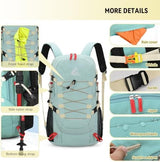 Bseash 40L Waterproof Hiking Backpack with Rain Cover, Outdoor Sport Travel Bag Daypack for Camping Climbing Skiing Cycling (Milk Green)