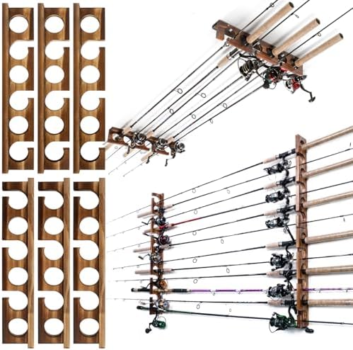 Ghosthorn Holds Up to 12 Rods Fishing Pole Racks Wall or Ceiling Mounted Holders for Garage Storage Organizer Gear Equipment Gifts
