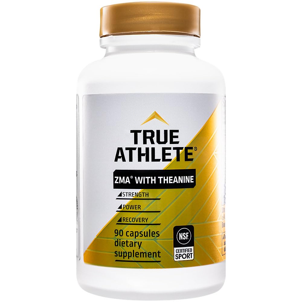 True Athlete ZMA with Theanine – Supports Muscle Recovery, Strength & Sleep – Zinc, Magnesium, Vitamin B6 & Theanine Formula for Relaxation & Performance (90 Capsules)