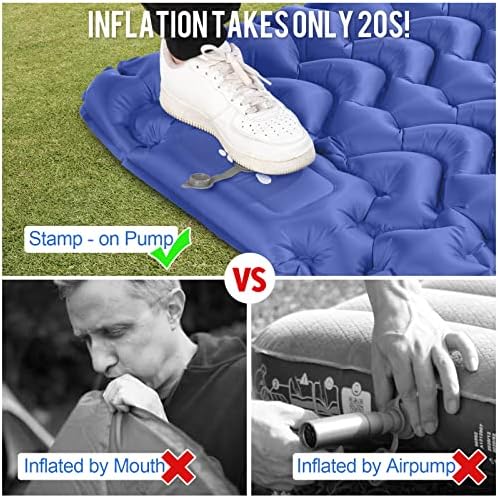 Sleeping Pad, Ultralight Inflatable Sleeping Pad for Camping, Built-in Pump, Ultimate for Camping, Hiking, Airpad, Carry Bag, Repair Kit, Compact & Lightweight Air Mattress(Blue)