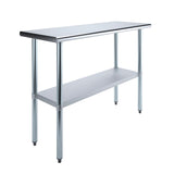 AmGood 18 in. x 48 in. Stainless Steel Work Table | Metal Kitchen Food Prep Table | NSF