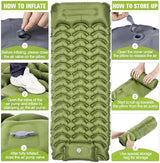 Sleeping Pad, Ultralight Inflatable Sleeping Pad for Camping with Pillow, Built-in Pump, Ultimate for Camping, Hiking - Airpad, Carry Bag, Repair Kit, Compact & Lightweight Camping Pad(Green)